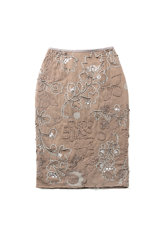 Alabama chanin hand embroidered beaded sequin elastic waist pencil skirt 1