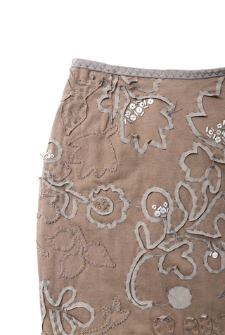 Alabama chanin hand embroidered beaded sequin elastic waist pencil skirt 2